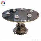 Foshan Wedding Mirror Glass Stainless Steel Dining Table Round