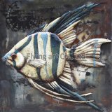 Iron Metal 3D Oil Painting Wall Art for Fish