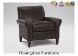 Custom Living Room Furniture Brown Leather Single Sofa (HD526)