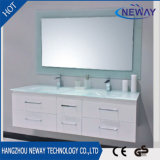 Modern Wall Mounted PVC Furniture Bathroom Cabinet with Glass Basin