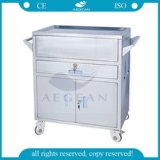 AG-Et023 Stainless Steel Medication Movable Hospital Emergency Trolley