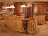 L-Shaped Kitchen Cabinet with Double Sink Factory Fiji Teak Wood Kitchen Cabinet Furniture for Hot Sale