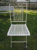 Vintage Antique White Foldable Metal Outdoor Chair