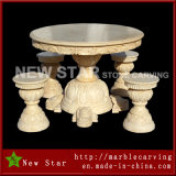 Beige Marble Table and Benches Outdoor Furniture Mt1708