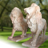 a Pair of Lion Marble Statue Sculpture, Animal Sculpture