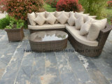 Garden Wicker Sofa Set with Side Flower Pot