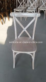Limewash Color Beech Wood Cross Back Chairs with Solid Seat