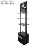 Popular Top Logo Cool Black Wood Promotional Salon Products Display Shelf