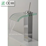 Single Level Handle Glass Mixer Waterfall Brass Basin Faucet (QH0821)