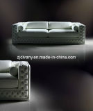 Post-Modern Leather Sofa with Crystal Buttons