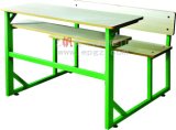 School Wooden Green Color Student Double Desk with Bench