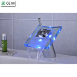 Glass Waterfall Single Level Handle LED Basin Faucet (QH0801F)