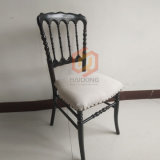 Black Wood Napoleon Party Chair with Fixed Seat Pad