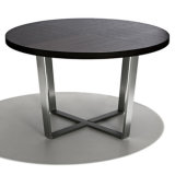 Stainless Steel Round Wooden Top Dining Table