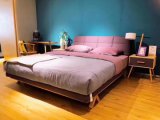 Modern Bed Fabric Bed Solid Wood Bed