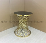 Laser Carving Golden Stainless Steel Side Table