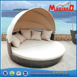 Wicker Rattan Round Daybed with Canopy