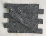 10*40cm Slim Black Quartzite Natural Glued Stacked Stone Hhsc10X40-007