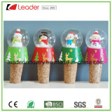 Polyresin Christmas Snow Globe with Wine Bottle Stopper for Christmas Decoration, Customized Snow Globe