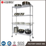 Wholesale Wire Shelf Restaurant Kitchen 4 Tiers Chrome Metal Wire Shelving with Wheels
