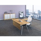 Simple Design L Shape Manager Office Table with Metal Base