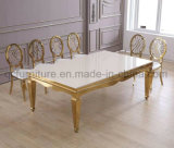 Rose Golden Stainless Steel Frame White Glass Top Wedding Table