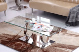 Italy Design Glass Top Coffee Table with Stainless Steel Base
