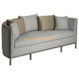 (CL-6602) Classic Hotel Restaurant Lobby Furniture Wooden Fabric Leather Sofa