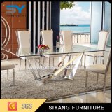 Stainless Steel Furniture Dining Table Chair Tempered Glass Dining Table