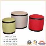 3-PC Stacking Linen Fabric Tufted Ottoman Stool