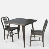 Contemporary Metal Tolix Set Tolix Square Table and Chair (FS-14038)