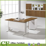 L-Shaped Curved Office Executive Desk with Metal Modesty Panel