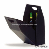 Leather Double Wine Carrier Plastic Lining Wine Bag