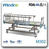 Medical Ward Room Furniture, Stainless Steel Manual Hospital Patient Nursing Beds with 3 Cranks
