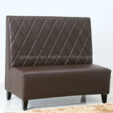 (SP-KS270) Custom Made Wooden Frame Brown Leather Restaurant Sofa