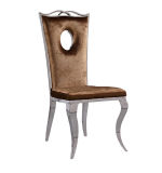 Modern Dining Room Fabric Brown Stainless Steel Banquet Dining Chair