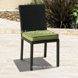 Rattan Chair/Armless Chair with Green Cushion/Black Armless Chair/Wicker Furniture