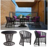Hot Design PE Rattan Wicker Round Dining Table Set Outdoor Table Set with 4 Chairs