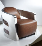 Hotel Chair, Brown Genuine Leather Single Chair, Office Leisure Chair