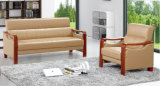 Promotion Design Leisure Popular Classical Hotel Lobby Chair Office Leather Sofa with Wooden Armrest in Stock