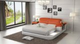 Contemporary LED Light Leather Bed for Bedroom