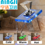 Waterfall Basin Faucet Mixer with LED Glass