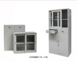 Functional Separate Glass Sliding Door with Two Drawers Metal Usable Filing Cabinet