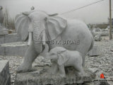 Granite/Marble Stone Animal Carving Elephant Sculptures for Garden Decoration