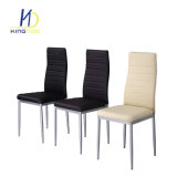 High Back Metal Frame Chromed Leg Leather Dining Chairs for Restaurant
