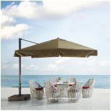 Garden Furniture Big Round Dining Table Set with Unbrella Rattan Table