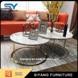 Stainless Steel Coffee Table with Marble Top