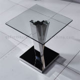 latest Design Clear Tempered Glass Top Corner Side Table