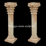 Beige Marble Column Stone Sculpture (SY-C024)