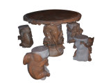 Marble Carving Elephant Table and Chair Set